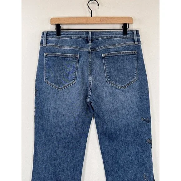 NWT Driftwood Womens Jeans Blue Kelly Bootcut Floral Embroidered Boho Size 31 - Picture 8 of 9